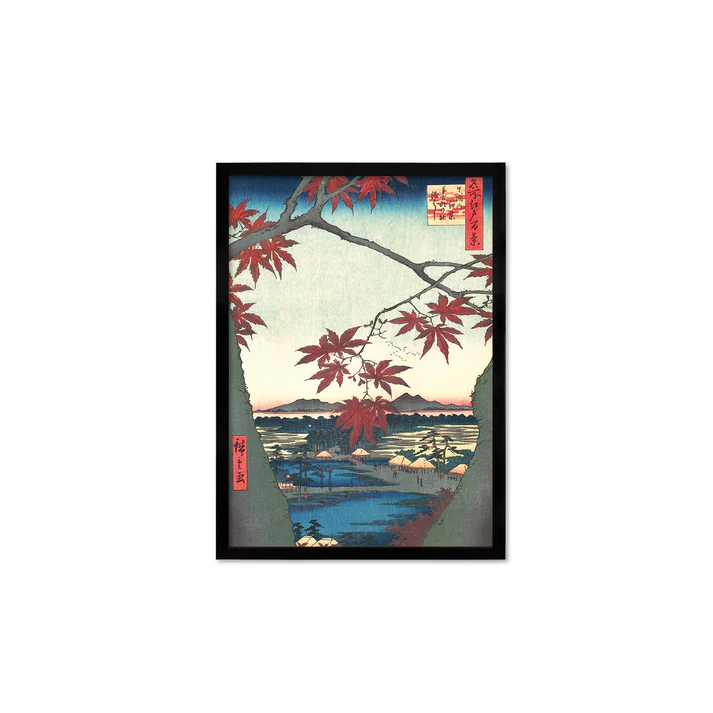 Hiroshige “Maple Trees at Mama” Ukiyo-e Framed Japanese Woodblock Art Print (A3) - Image 4
