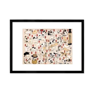 Kuniyoshi “Cats of the Tōkaidō” Framed Japanese Woodblock Cat Art Print (A2 / A3)