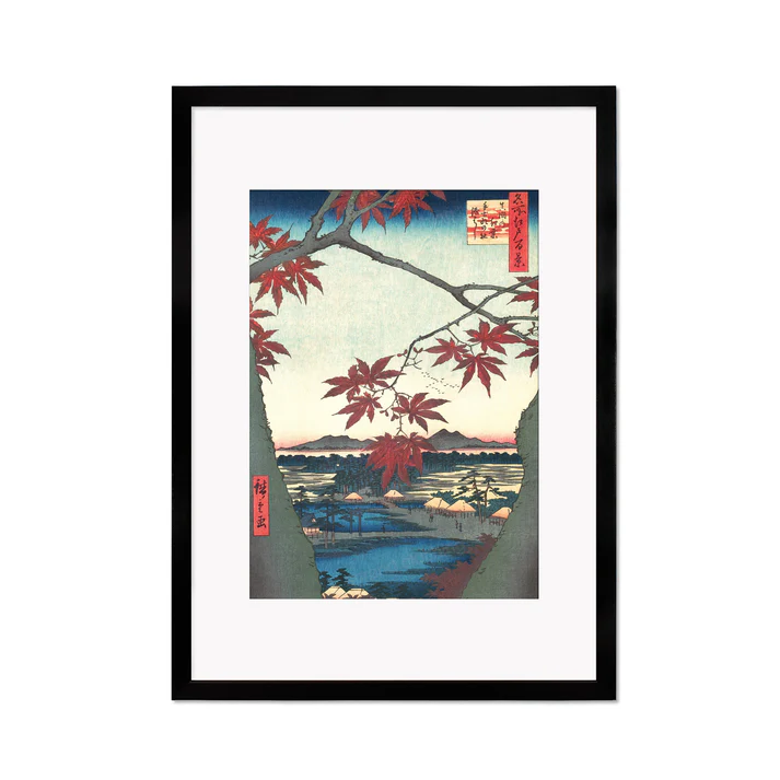Hiroshige “Maple Trees at Mama” Ukiyo-e Framed Japanese Woodblock Art Print (A3) - Image 2